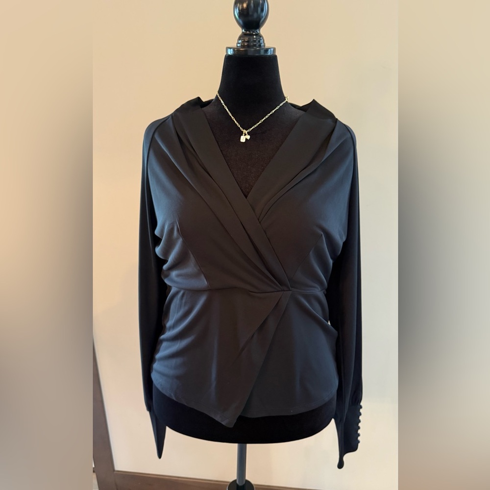 Coldwater Creek Black Wrap Blouse